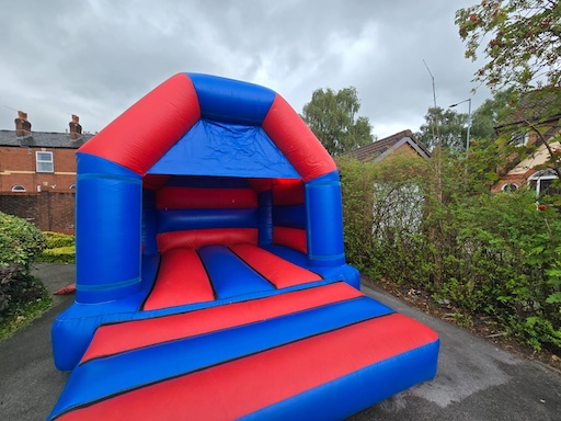 plain red and blue bouncy house