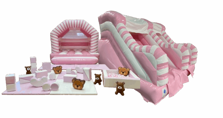 Pink Pastel Ultimate – Teddy – bouncy castle hire Manchester